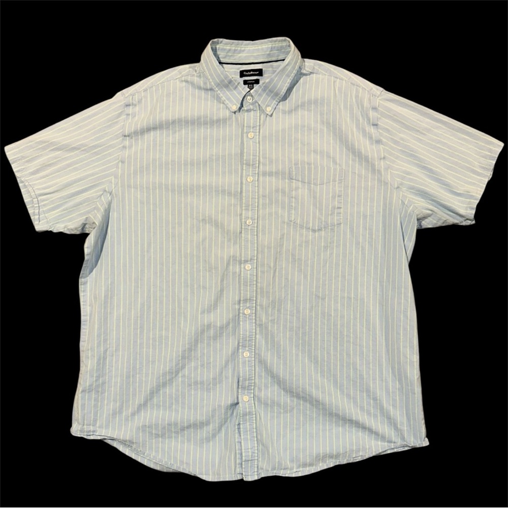 Big & Tall Funky 80s Style Short Sleeve Button Up Shirt w/ Stripes